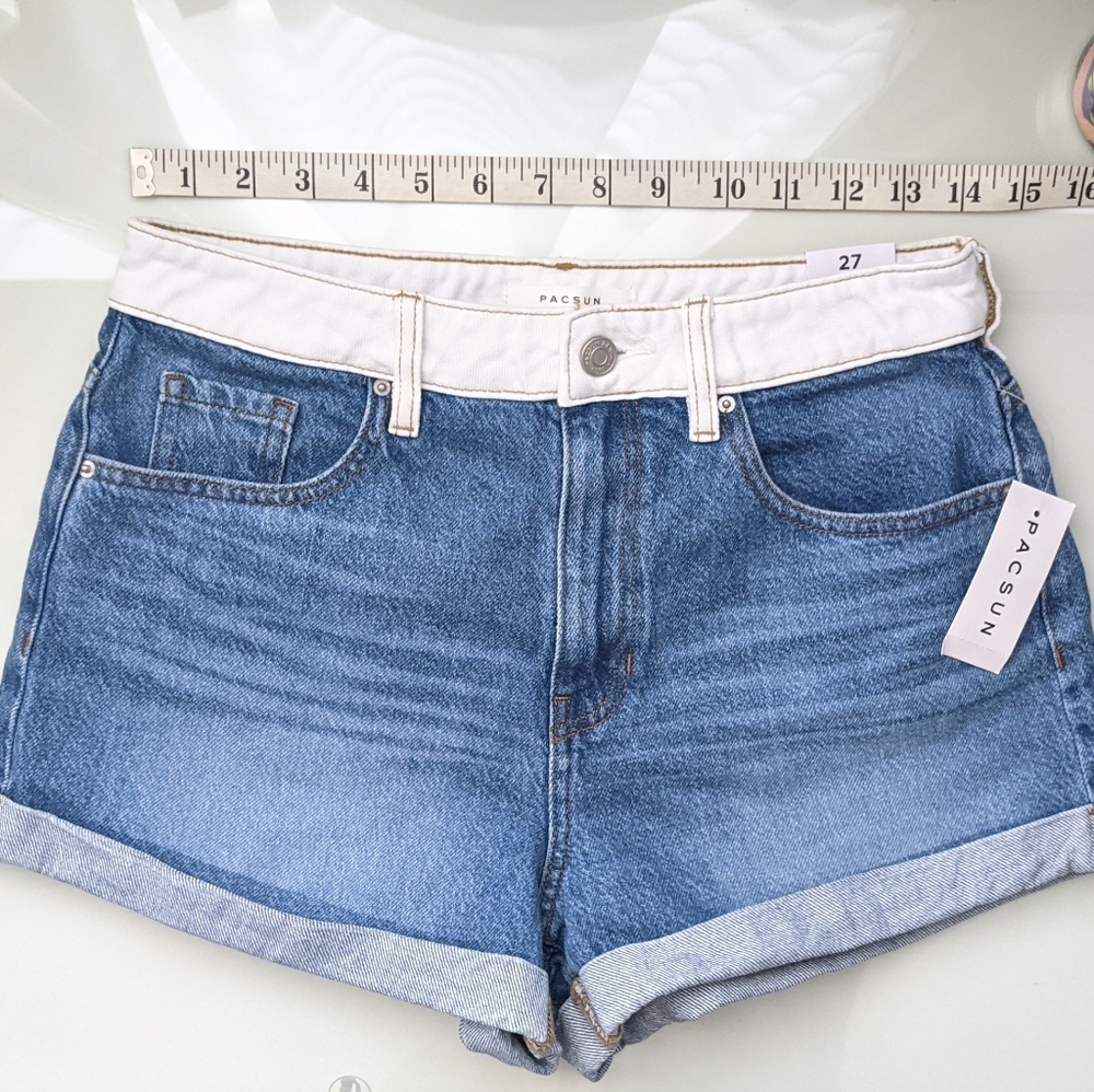 PacSun Double Roll Denim Mom Shorts